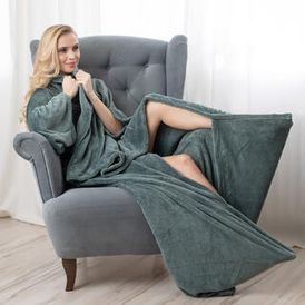 Pătură-halat din micropluş gri, 150 x 180 cm 1